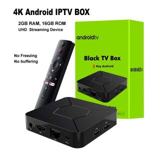 Black Android 4K tv box